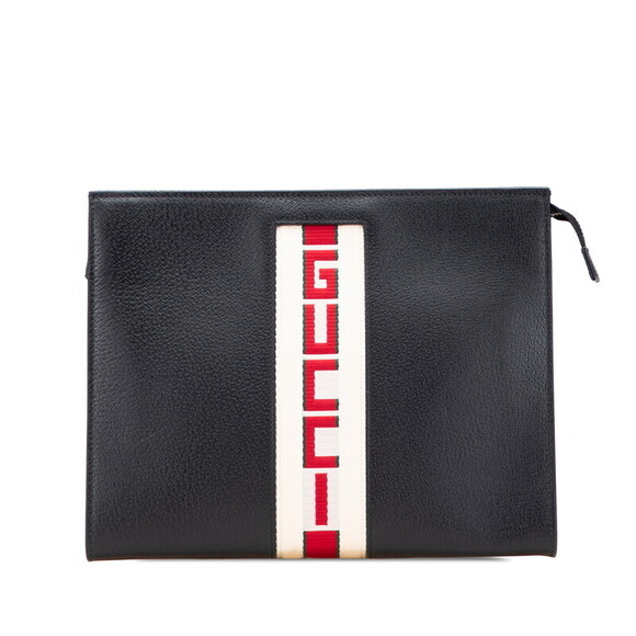 Gucci Handbags - Gucci Web Stripe Clutch Bag Shoulder Black Leather